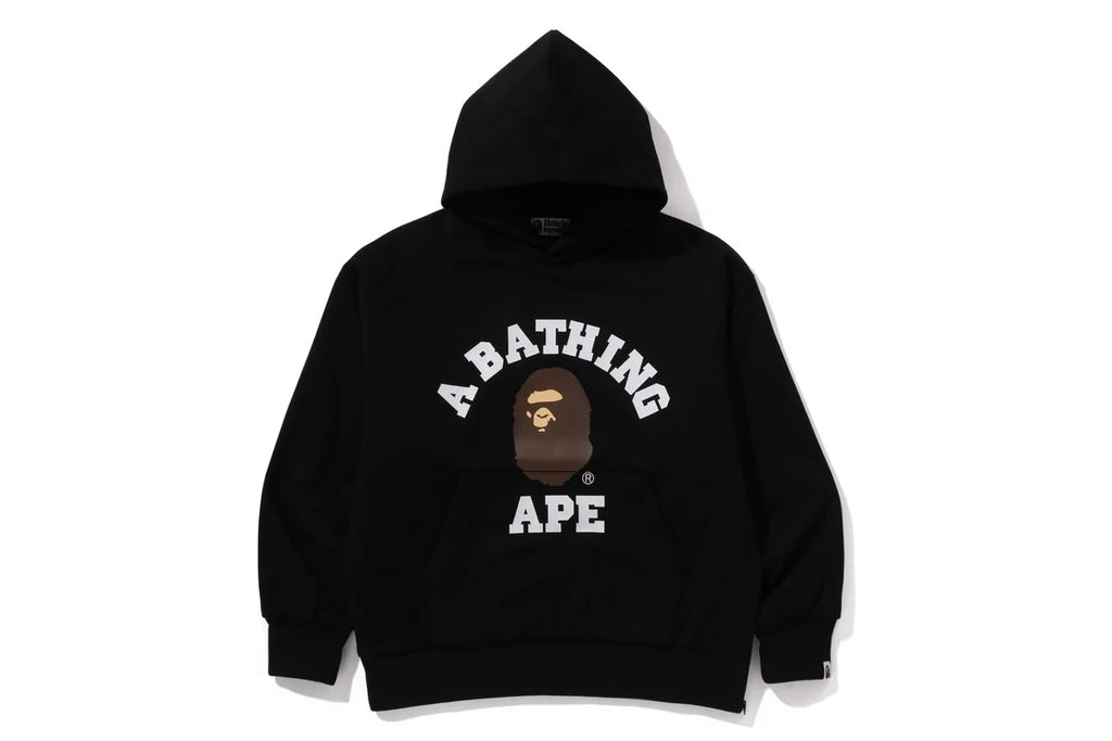 BAPE MENS COTTON HEAD PRINT COLLEGE PUFFY RELAXED FIT PULLOVER HOODIE