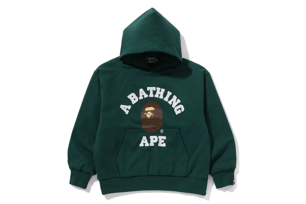 BAPE MENS COTTON HEAD PRINT COLLEGE PUFFY RELAXED FIT PULLOVER HOODIE