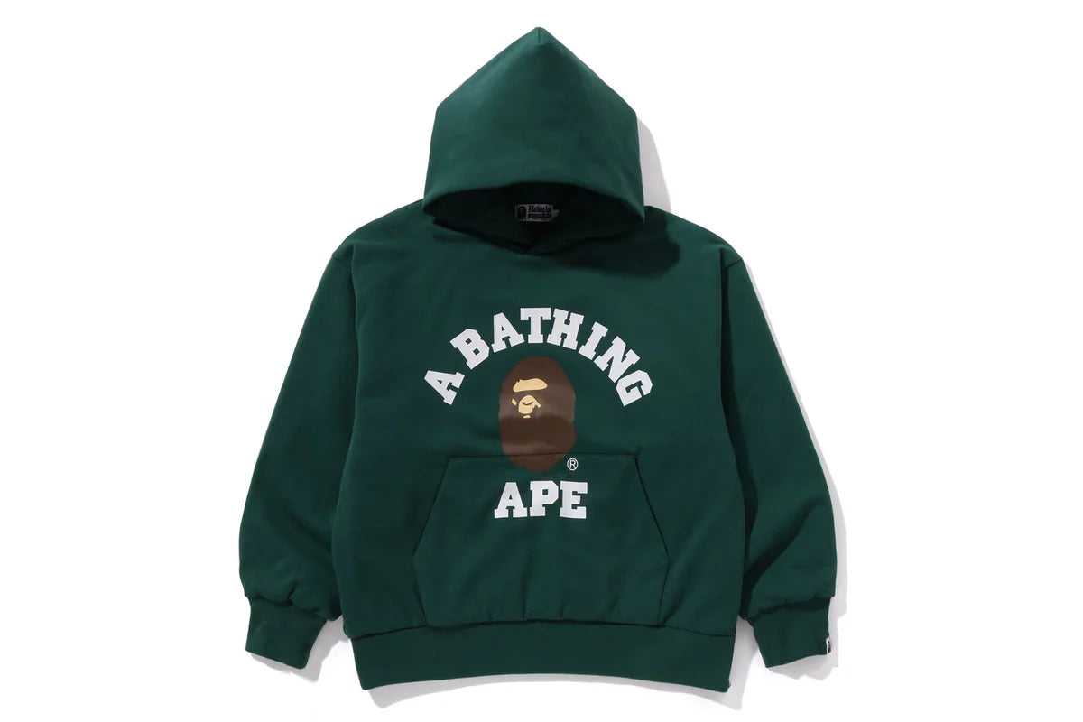 BAPE MENS COTTON HEAD PRINT COLLEGE PUFFY RELAXED FIT PULLOVER HOODIE