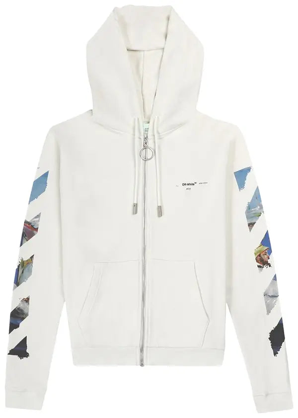 Off-White  OFF-WHITE Diag Print Zip Up Hoodie Black/Multicolor