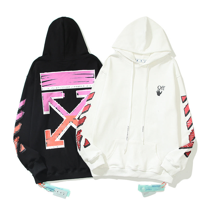 OFF-WHITE Gradient Arrow Graphic Hoodie – Black & White