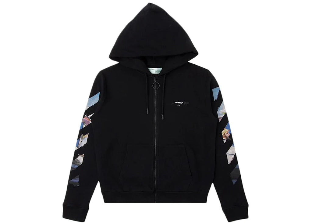 Off-White  OFF-WHITE Diag Print Zip Up Hoodie Black/Multicolor
