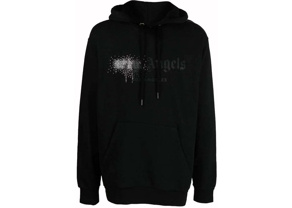Palm Angels Rhinestone Sprayed Hoodie Black/White