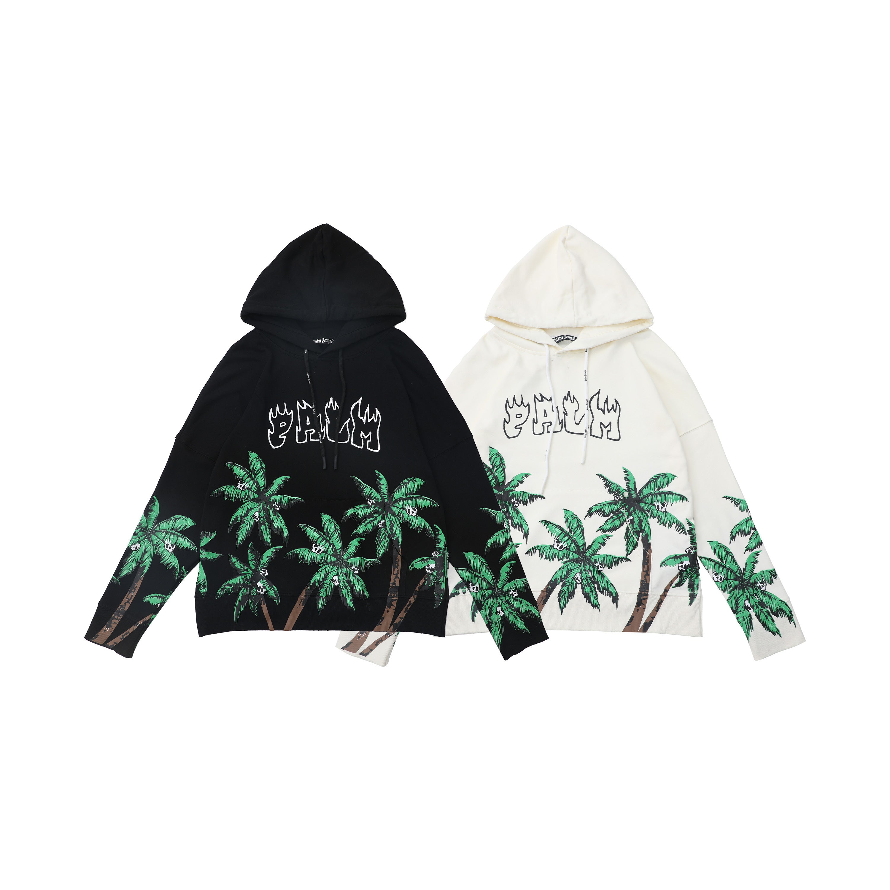 Palm Angels Palms And Skull Vintage Hoodie 'White'