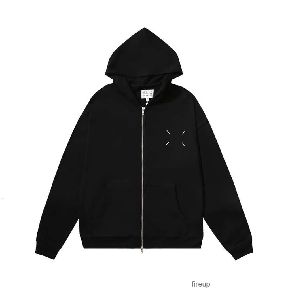 Maison Margiela MM6 Men's Zipper Hoodie Sweater Black
