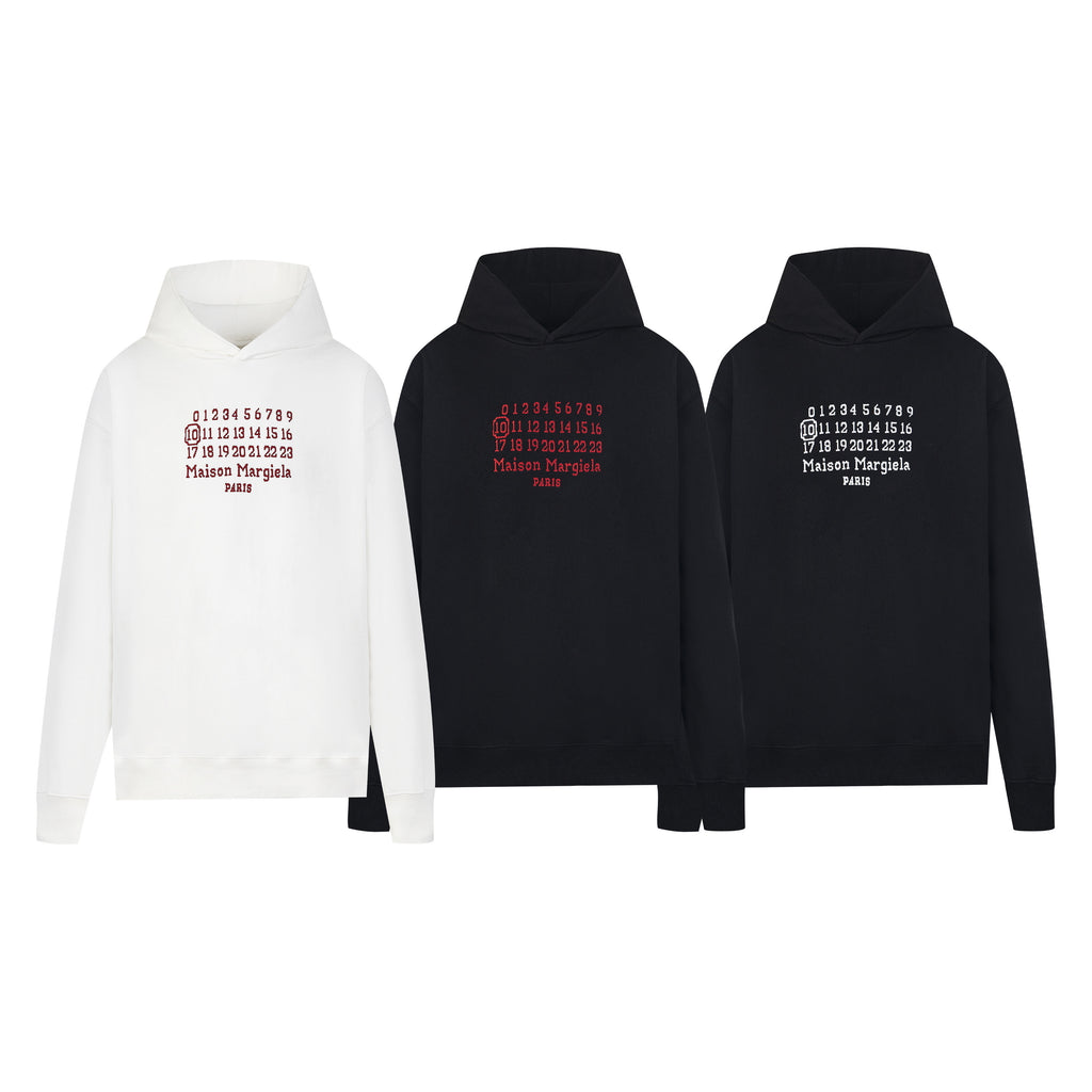 Maison Margiela Numbers Logo Embroidered Hoodie
