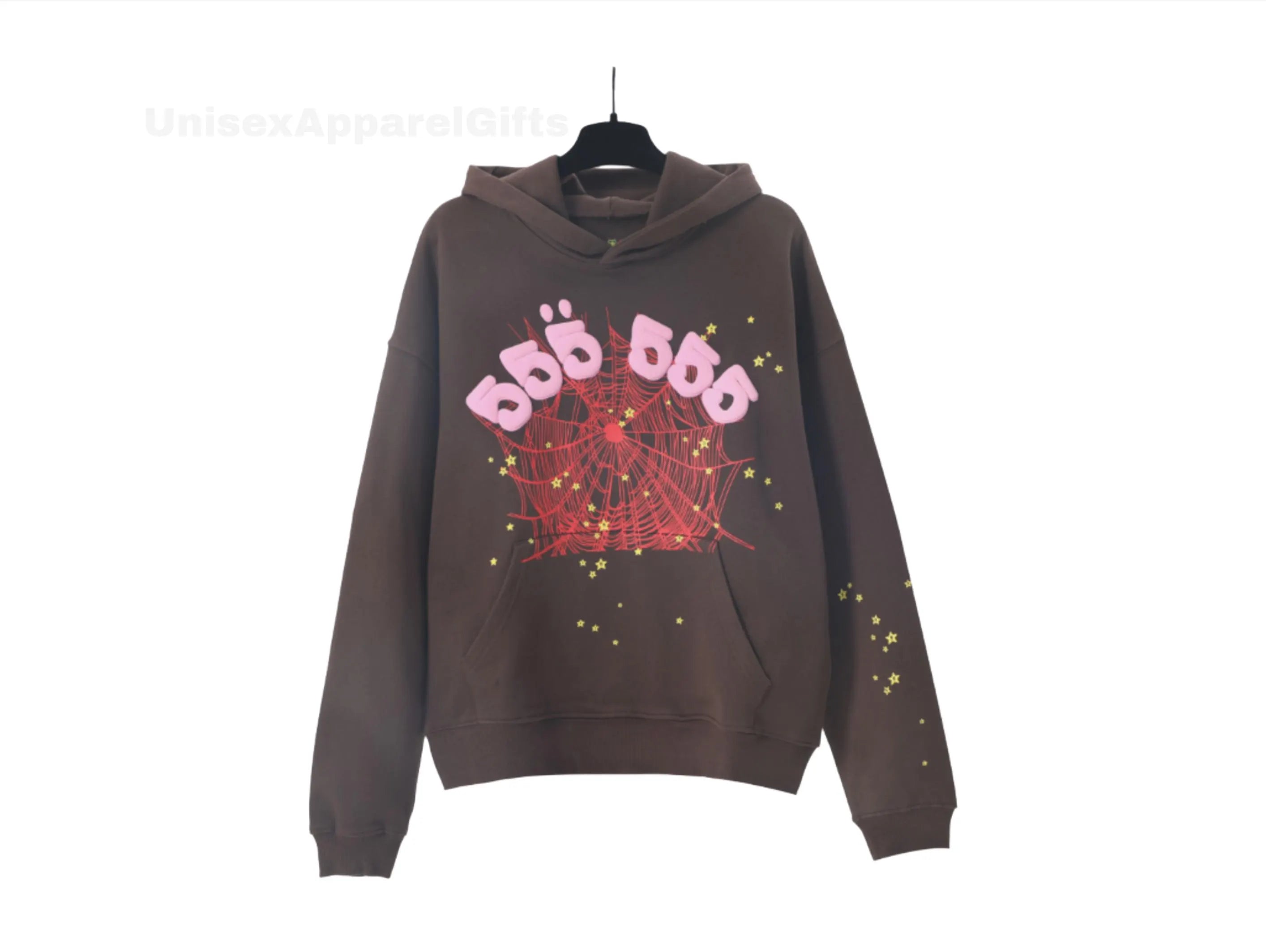 Sp5der Angel Number Hoodie Brown
