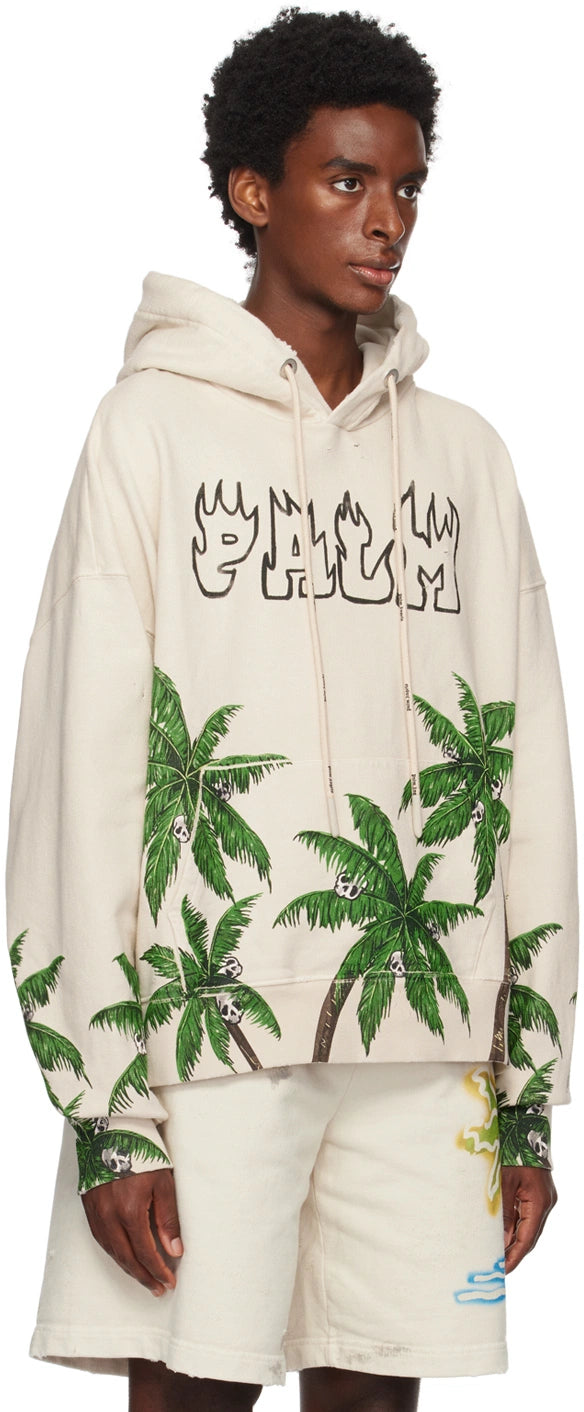 Palm Angels Palms And Skull Vintage Hoodie 'White'